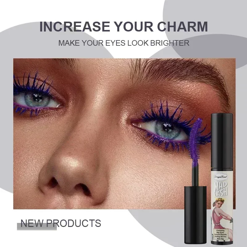 6 Kleur Mascara Dichte Krullend Waterdicht Blijvende Wimperverf Crème Natuurlijke Verlenging Mascara Blauw Paars Wit Groen Mascara 5 ml