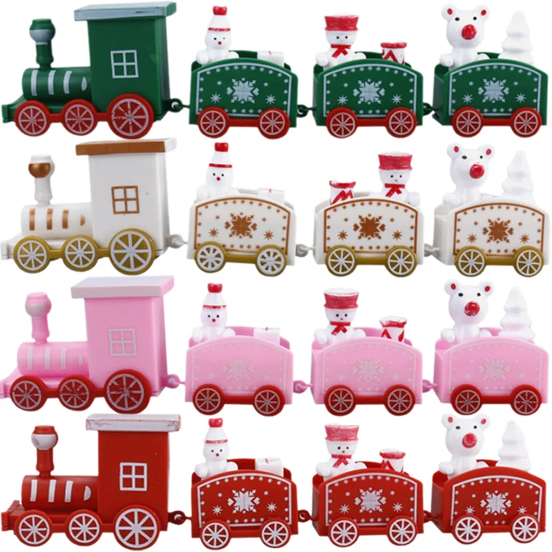 Christmas Train Santa Xmas Tree Ornaments Plastic Crafts Train Kids Toy Home Decor Party Gifts Merry Christmas Decorations