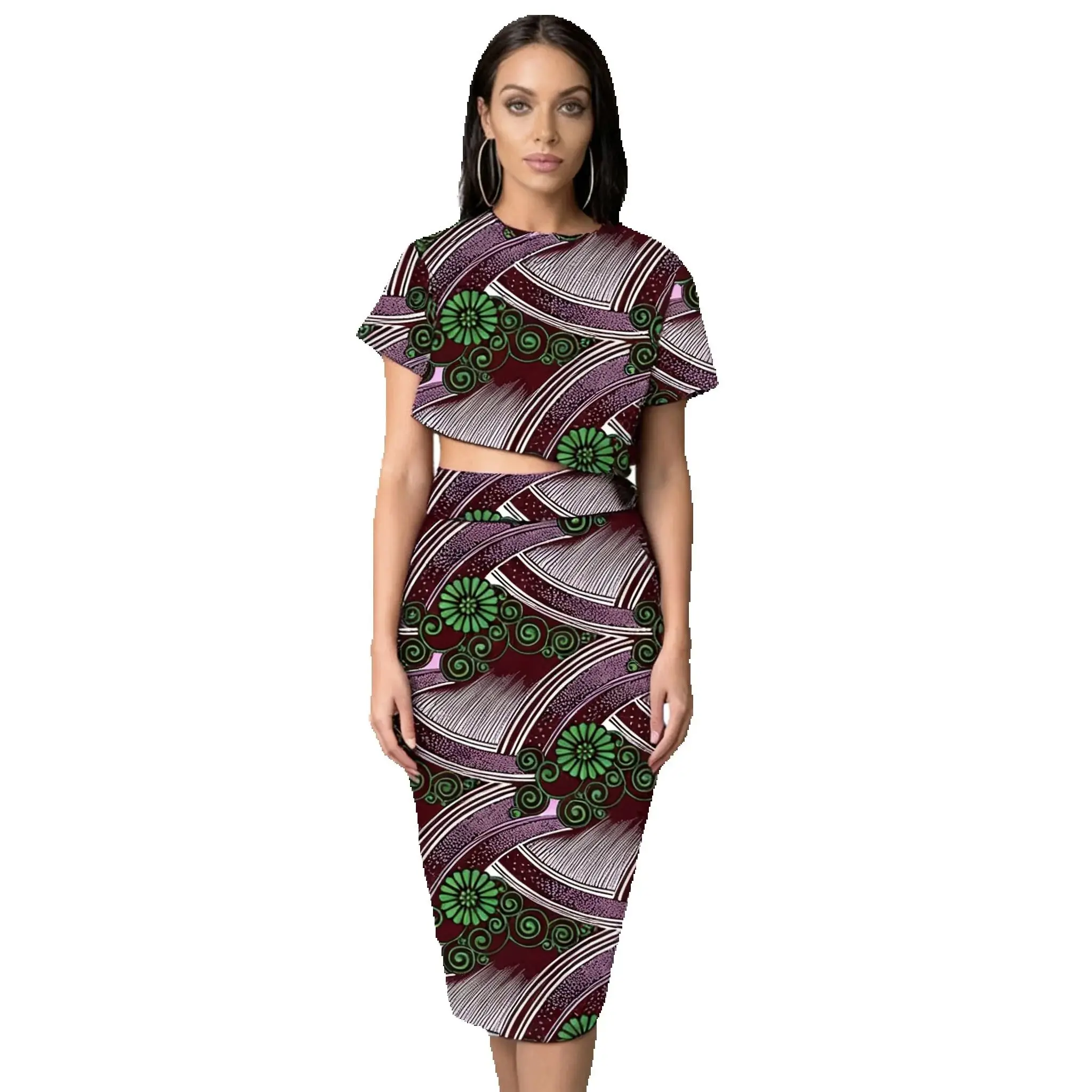 

Original Design African Couture Women's Outfits Mini Tops Patch Skirts Traditional Print Party Clothing