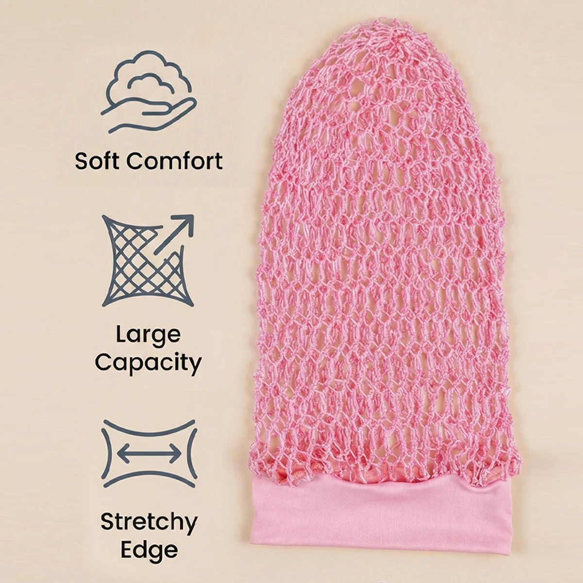 Long Hook Knitted Hair Net Sleep Cap Women's Hair Cover Comfortable Night Headwear Ideal for Sleep