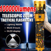 High Power Led Flashlight Super Bright Long Range Zoom Torch Type C Rechargeable Outdoor Tactical Hand Lamp Camping Lantern