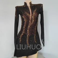 LIUHUO Figure Skating Performance Clothing Customized Skating Grading Clothing Children's Performance Clothing Black