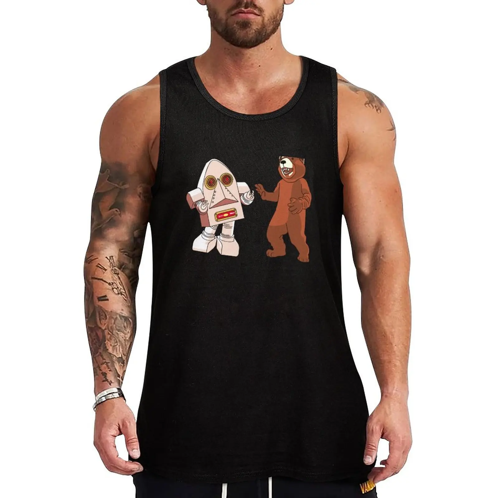 Robot Bear Talk Show Tank Top Moisture Wicking Sports Tank Top Running Workout Shirt