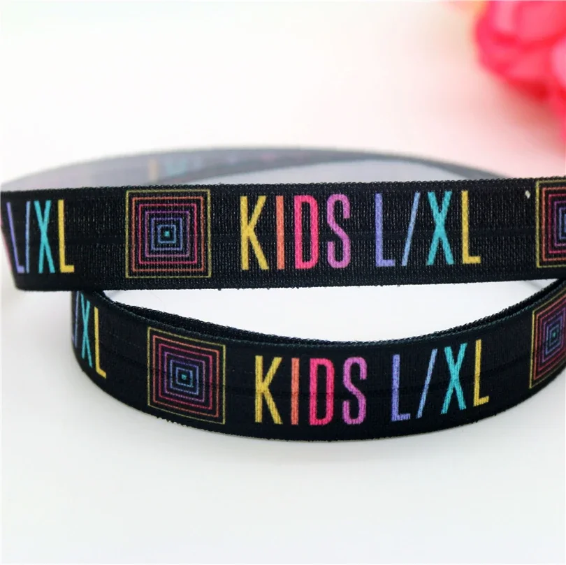 DHK 5/8'' 5yards Fold Elastic FOE lularoe KIDS L/XL S/M printed headband headwear hairband decoration OEM Wholesale E536