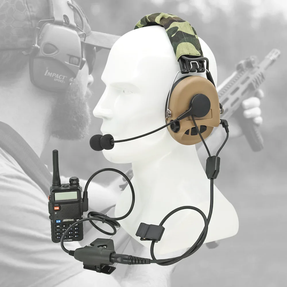 Microphone U94 PTT Y Line Kit for Howard Leight Impact /ZOHAN EM054 /SORDIN IPSC Tactical Noise Shooting Headphone Accessorie