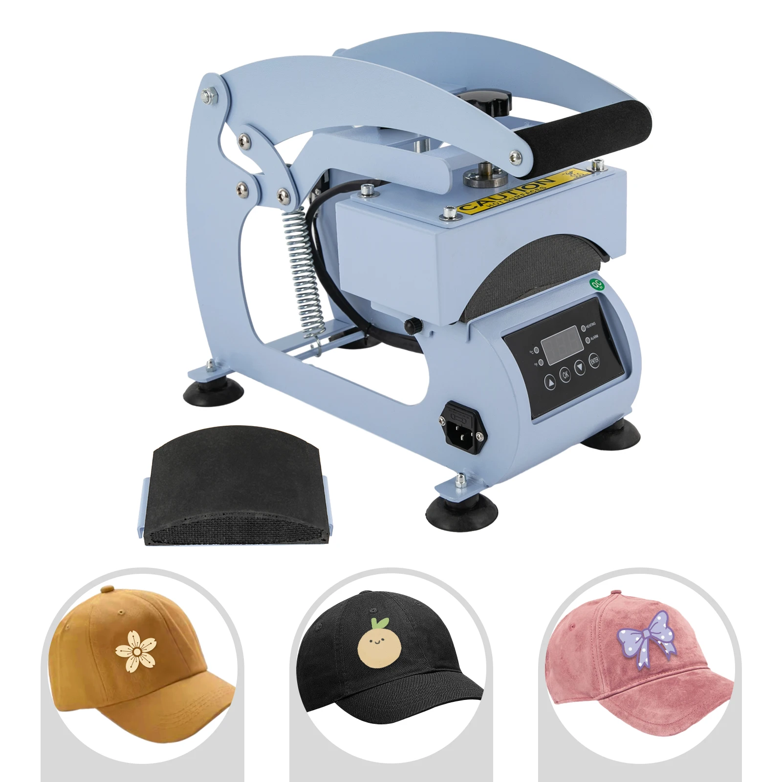 Hat Heat Press with Precise Digital Control, Adjustable Temperature (0-400ºF) and Time (0-999s), Two Hat Pads for Diverse