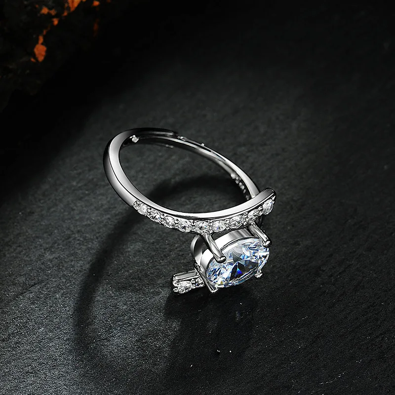 New 925 Sterling Silver Ring 1ct Moissanite Luxury for Women Wedding Jewelry Engagement Charm Party Fashion Top Quality Ring view 3