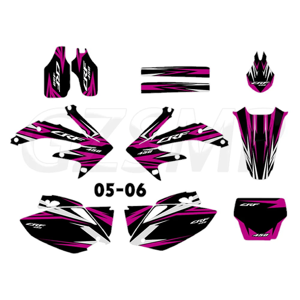 يصلح ل 2005-2006 هوندا CRF 450R CRF450R 450 R 05 06 مجموعة الرسومات الشارات ديكو ملصقات #3