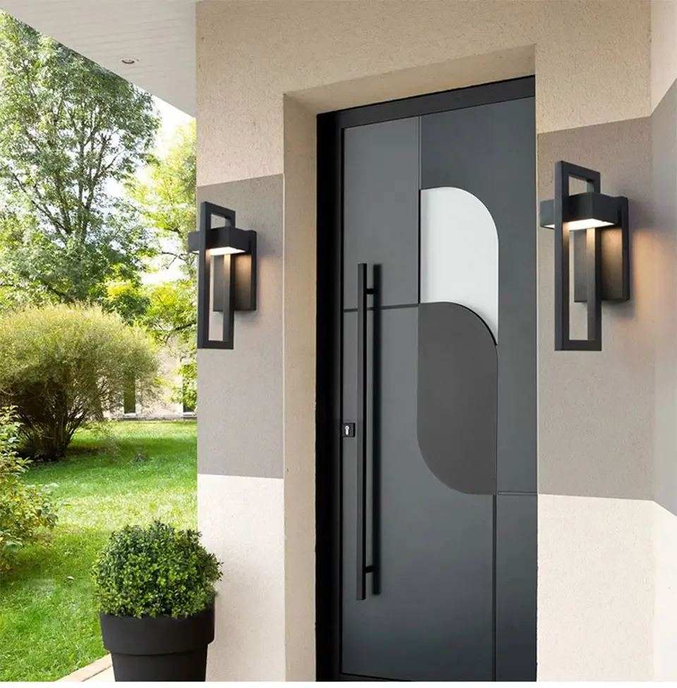 

Retro Vintage Black 12W LED Wall Lamp Waterproof Outdoor Light Modern Villa Door Light Garden Courtyard Exterior Wall Lamp