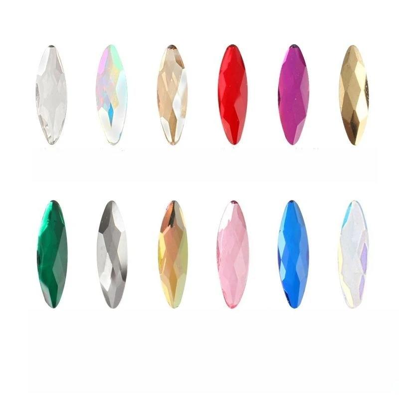 22Colors 3*11mm Horse eye Boutique Flat bottom nail art rhinestones Glass crystal 3D nail decoration Multiple shapes wholesale