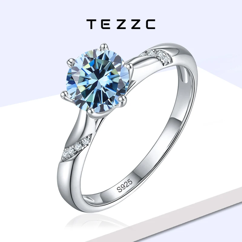 

Tezzc 1ct Black Pink Red Moissanite Rings for Women S925 Silver with White Gold Plated Lab Diamond Wedding Band Gemstone Ring