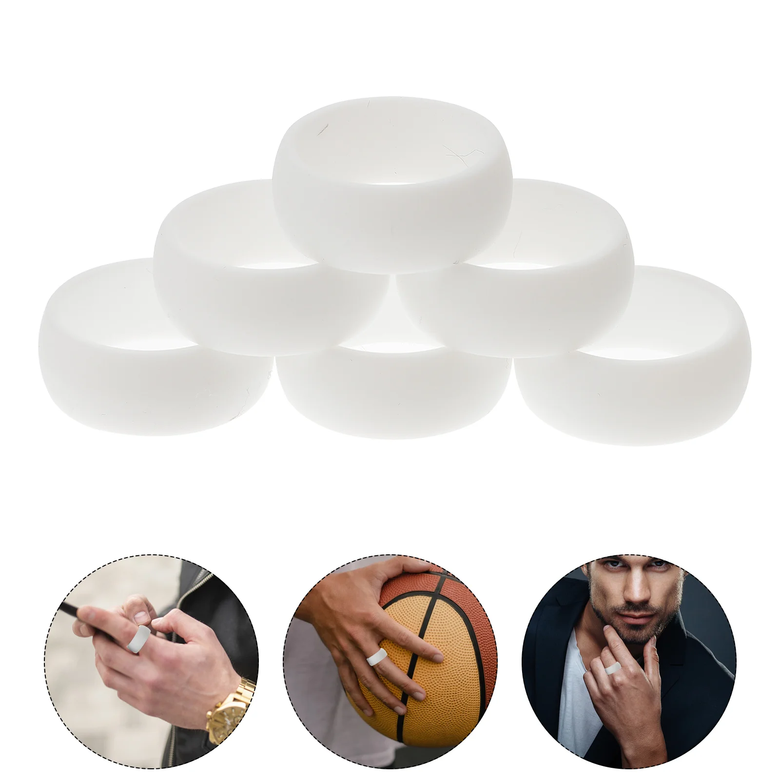 8 Pcs Men's Sports Silicone Ergonomic Fitness Finger Anti Sweat Wedding Accessory Comfortable Smooth Jewelry for Men