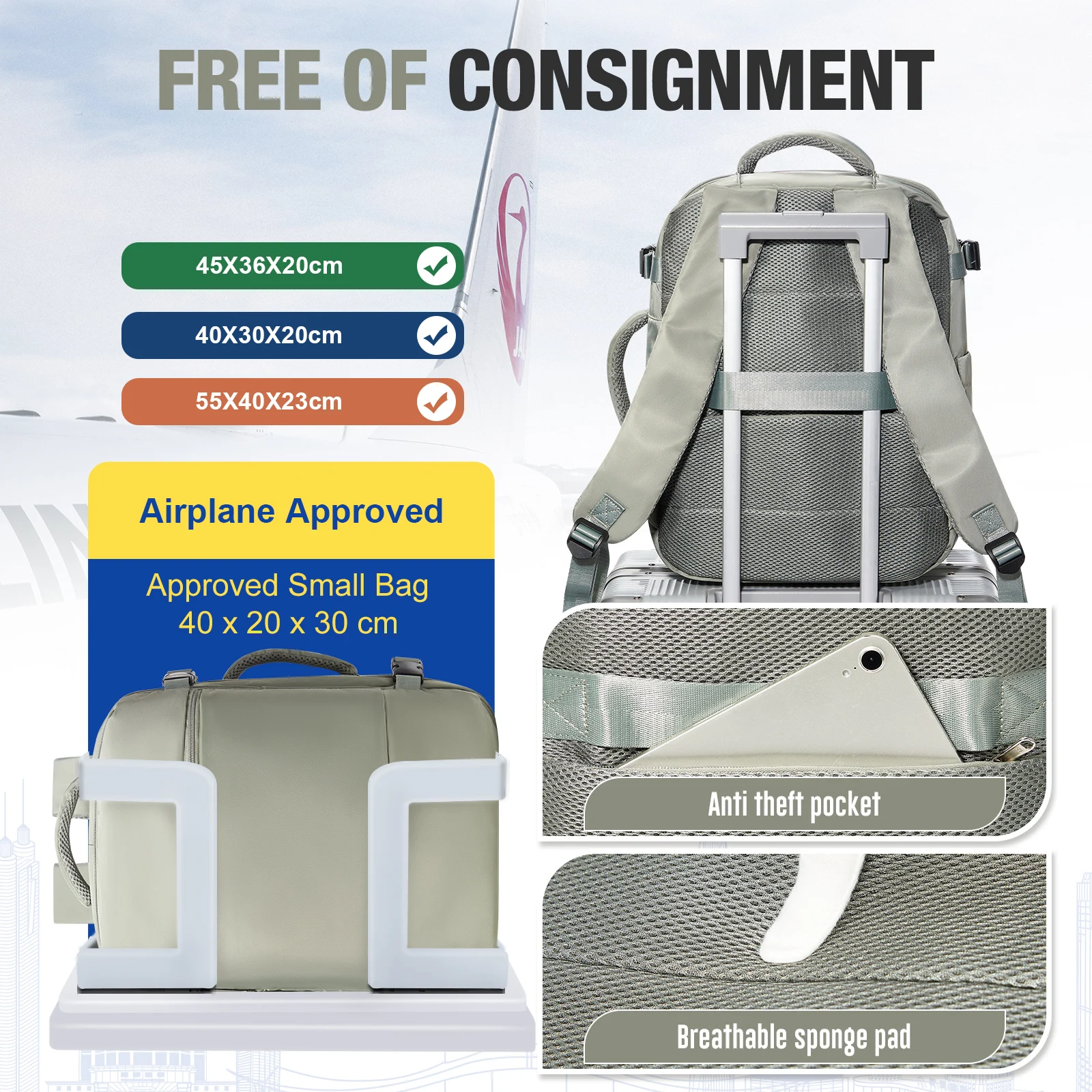 حقيبة أمتعة المقصورة، Ryanair 40x30x20 حقيبة الرجال النساء 15.6 بوصة حقيبة كمبيوتر محمول الأعمال العمل حقيبة السفر، حقيبة المدرسة الجامعية #4