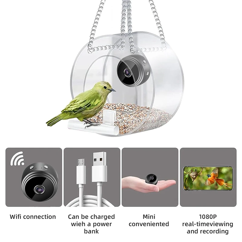 Smart Bird Feeder With Camera, Bird Watching Camera Wirelessly Automatically Captures Bird Video And Motion Detection