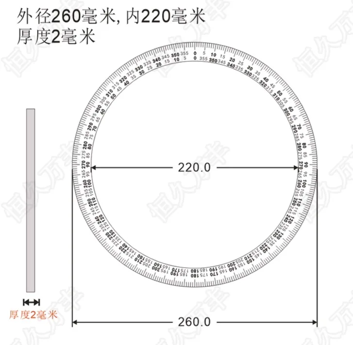 Diameter:260mm Inner d:90mm Thickness:1mm  360 Degree Dial Plate Stainless Steel Disc