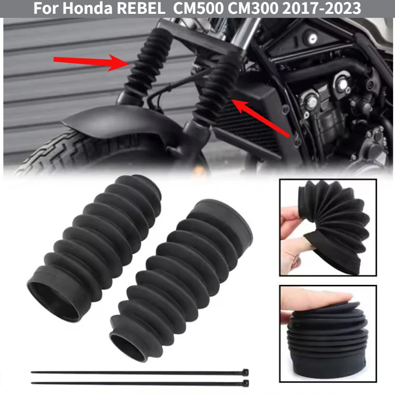 

Motorcycle lower shock absorber protective cover and front shock absorber dust cover are for Honda REBEL CM500 CM300 2017-2023