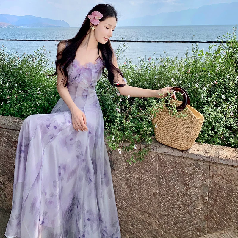 

3D Floral Strap Dress Fairy Dress