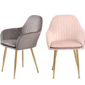 Für moderne Großhandel farbige rosa Esstühle Arm Ruhe Samt Restaurant Esszimmerstuhl mit Metallbeinen Gold 6 Hauptverkaufsstühle mit Pes Dourado - №2