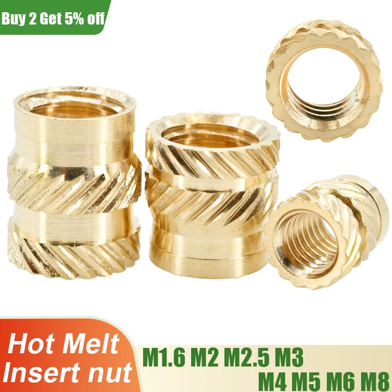 50Pcs/Lot M2 M2.5 M3 M4 M5 M6 M8 Brass Insert Nut Hot Melt Heat Thread Nuts Inserts Insertnut For 3D Printing Plastic Case