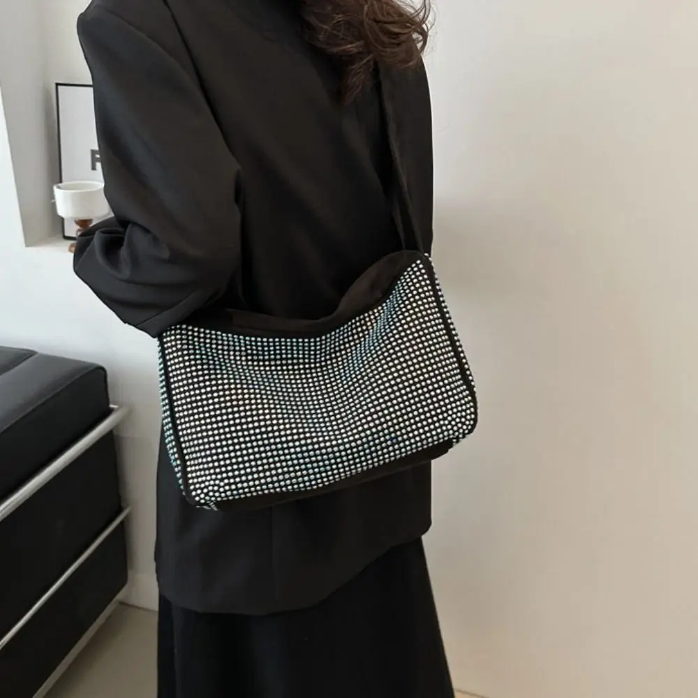 

Elegant Diamond Shoulder Bag Rhinestone Large Capacity Shiny Dinner Bag Luxury Strap Adjustable Sparkly Evening Bag Wedding