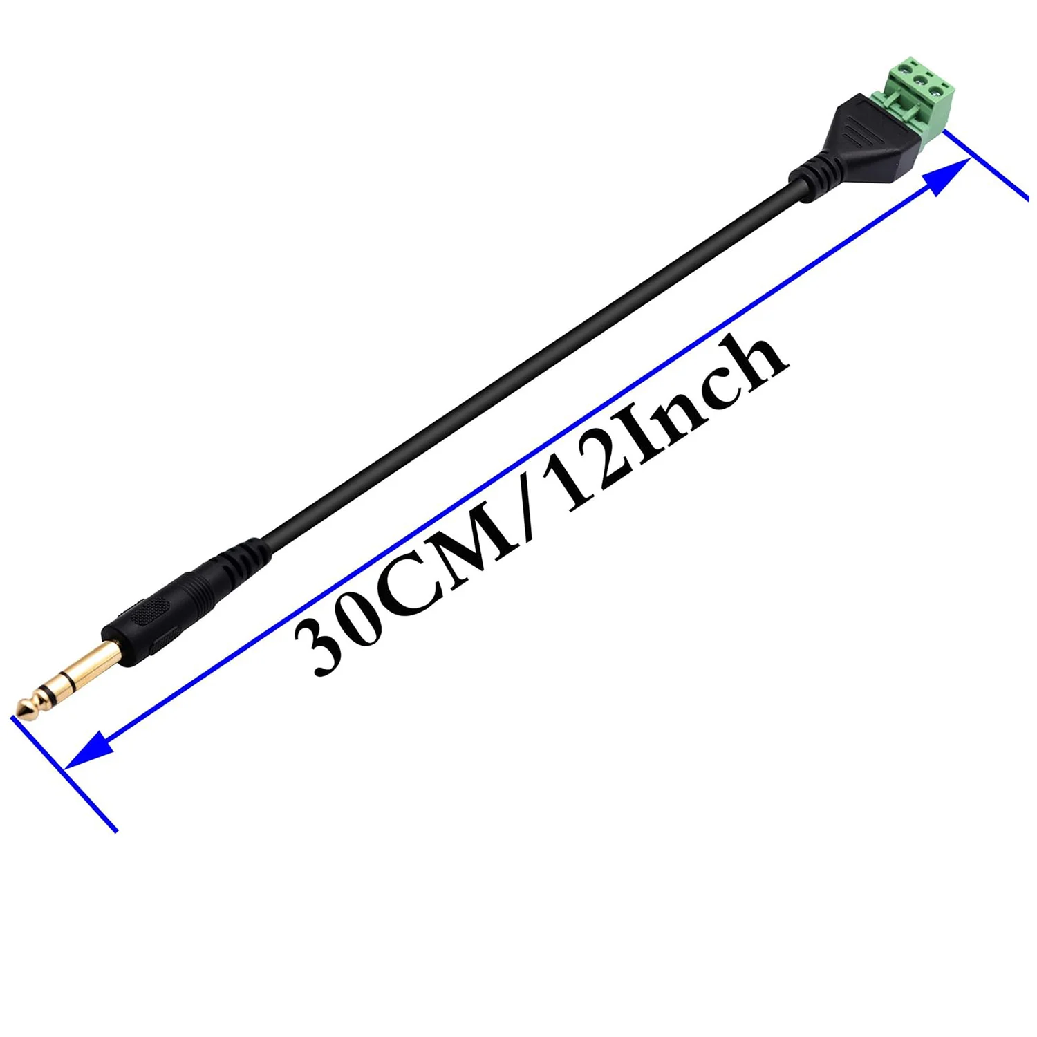 1szt Złota wtyczka męska 6,35 mm 1/4" Stereo TRS do 3-pinowej śruby AV Balun wideo Złącze wtykowe Adapter bez lutowania Kabel blokowy