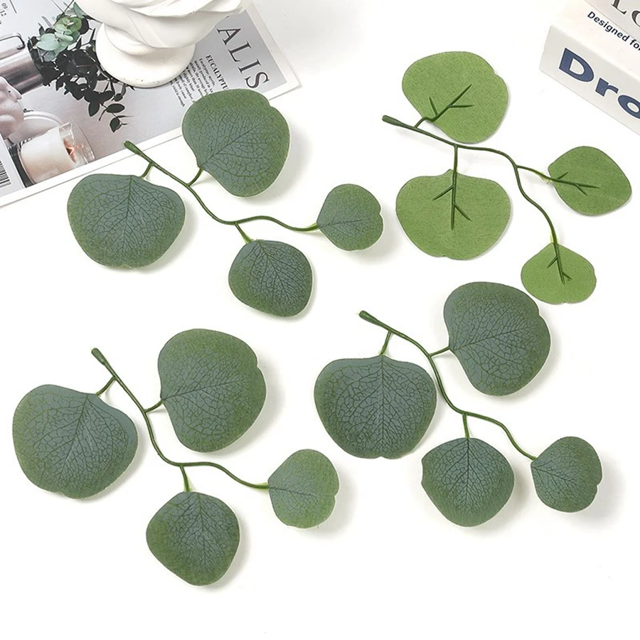 

20Pcs Of Artificial Plants Black Willow Leaves Eucalyptus Leaves Christmas Wedding Home Decoration DIY Crafts Photography Props