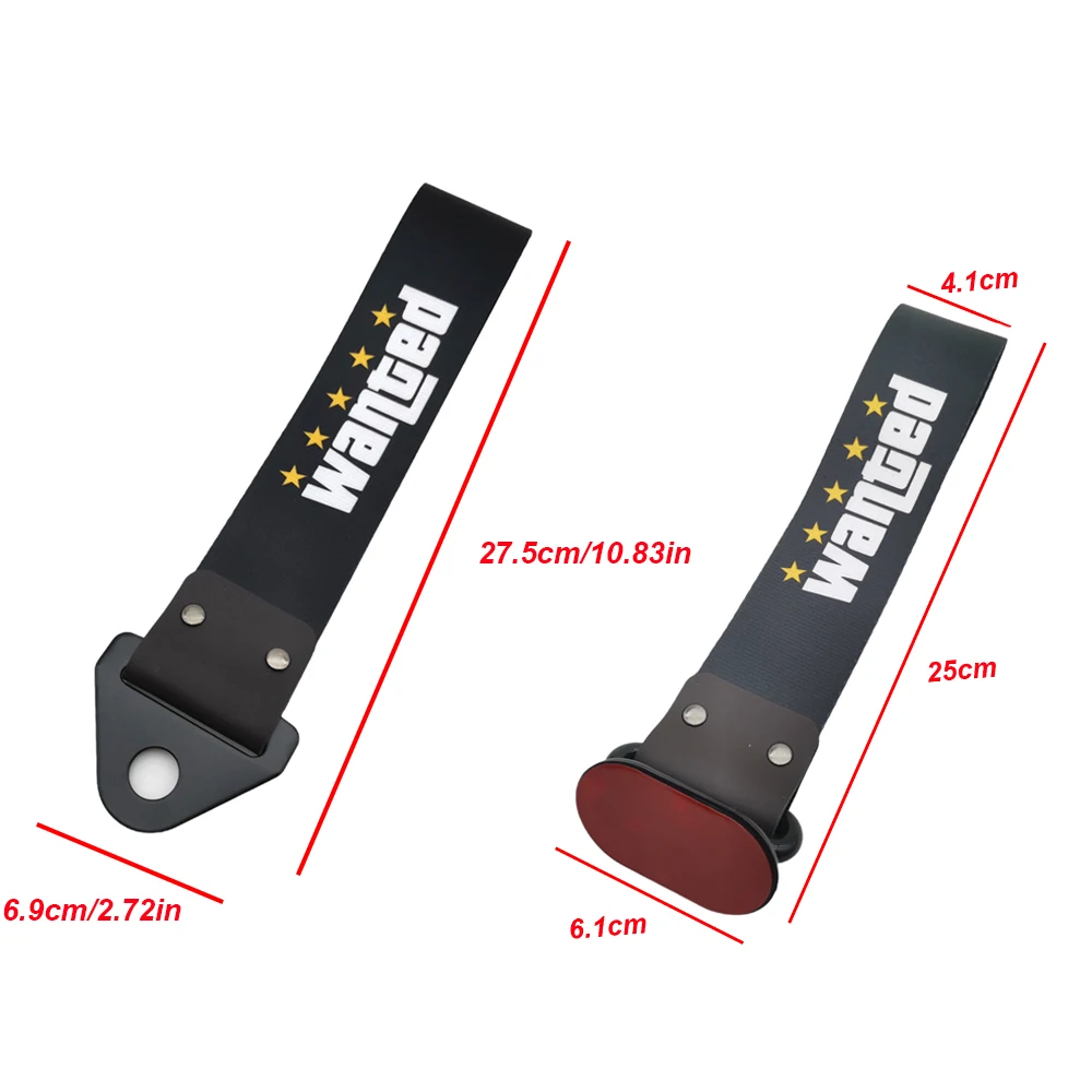 JDM 5 STARS WANTED Car Pendant Tow Strap Belt Tow Rope Ribbon Auto Accessories Trailer Ropes Bumper Decorative Towing Strap