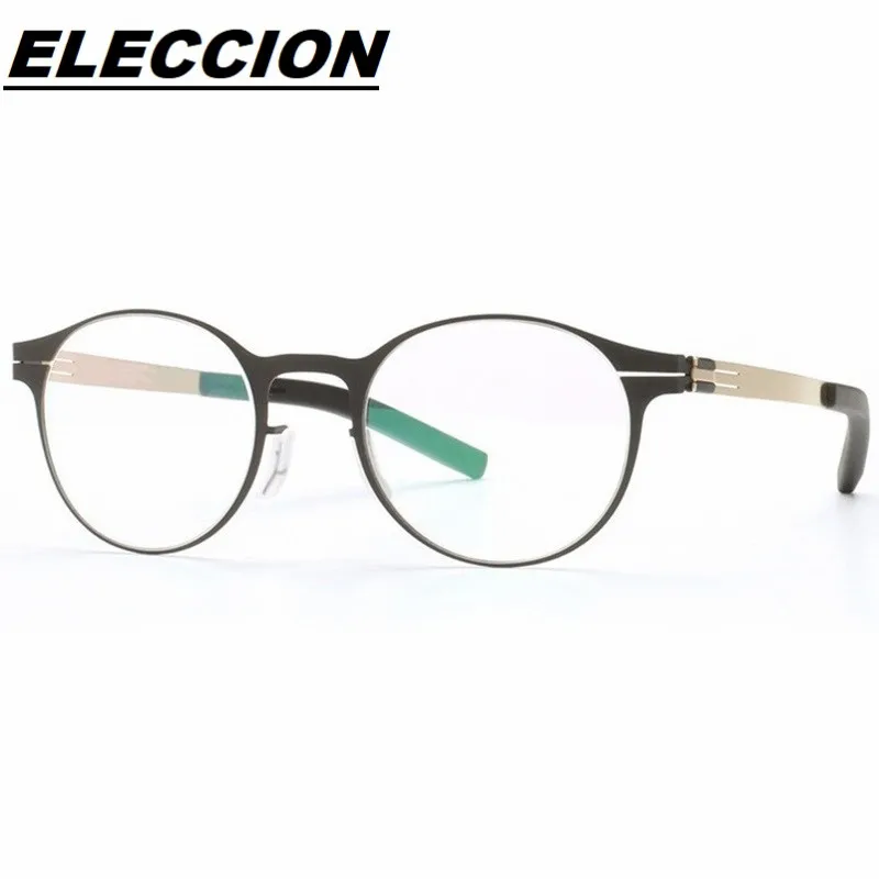 Germany Brand Designer Glasses Frame Men Super Thin Medical Aviation Stainless Steel Full Rim Round Eyeglasses Women Spectacle