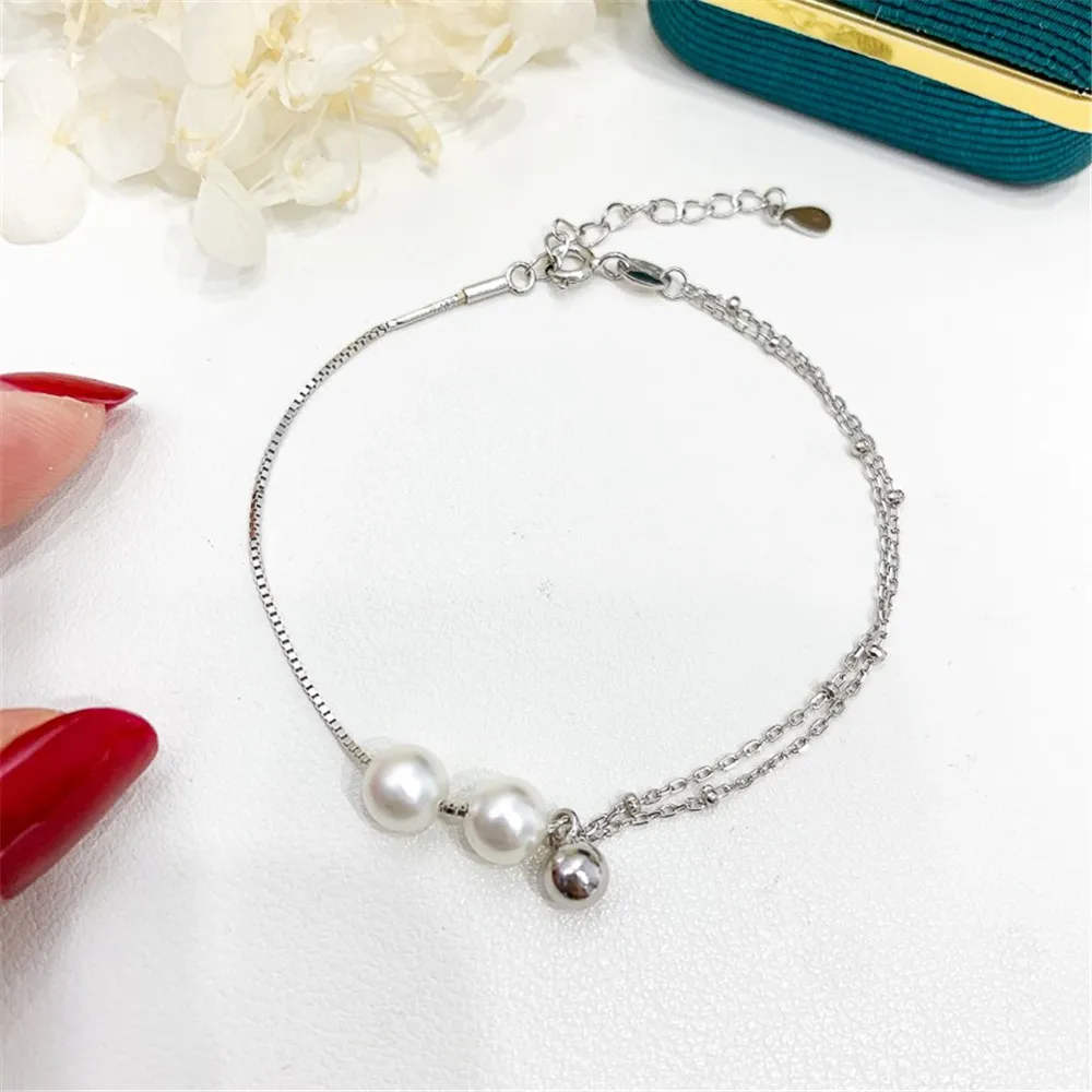 DIY Pearl Accessories S925 Sterling Silver Bracelet Empty Holder Fashion Gold Silver Bracelet Fit 5-8mm Oval S056