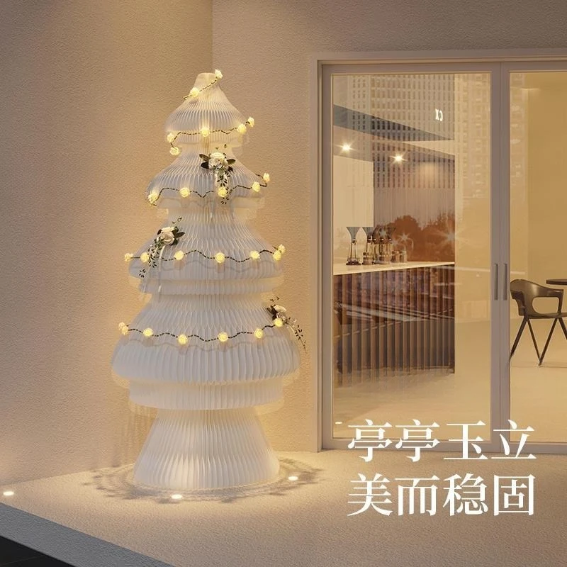 Decorative Christmas tree, large ornaments, commercial luminous Christmas tree, foldable storage, light Nordic style