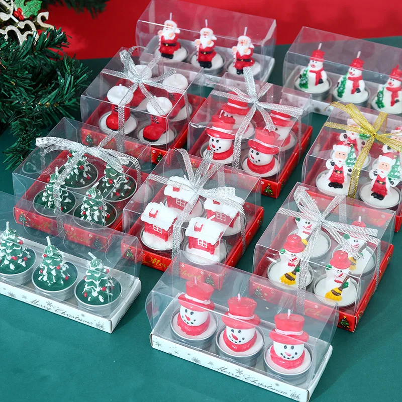 Christmas Candle Set Old Man Tree Snowman Christmas Eve Romantic Ornament Candlelight Dinner Home Decoration Small Candles