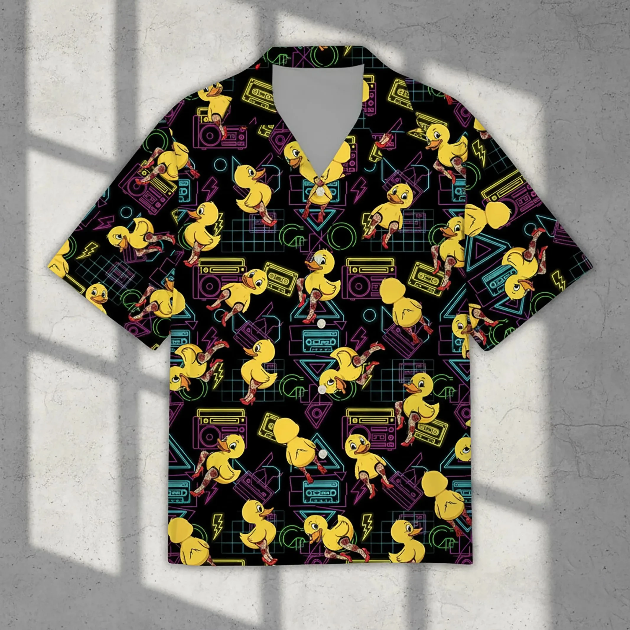 2026 Retro Rubber Duck Hawaiian Shirt, 80s Neon Rave Aloha, Family Matching Party Outfit Unique Dad Gift, Adults Beach Wear