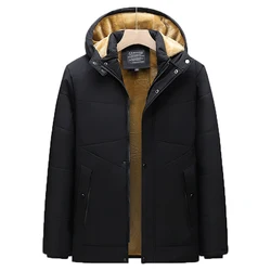 2023 New Men Winter Outdoor Casual  Windproof Keep Warm Jacket Coats Male Clothing Black Detachable Hooded Plus Velvet Jacket