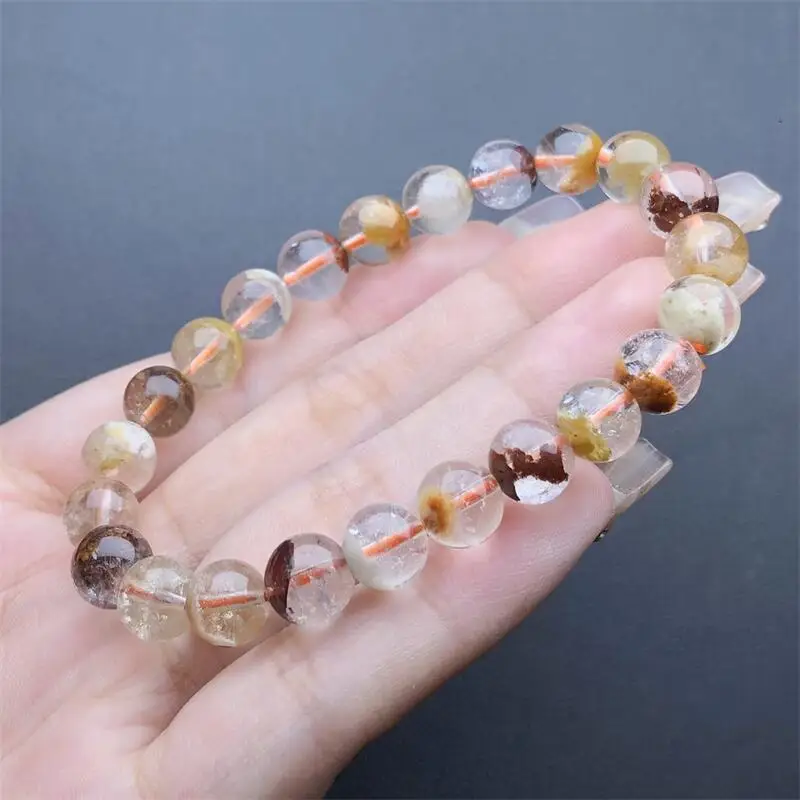 8MM Natural Flower Garden Quartz Bracelet Charms Handmade Fortune Energy Bangle Mineral Woman Amulet Jewelry Gift 1PCS