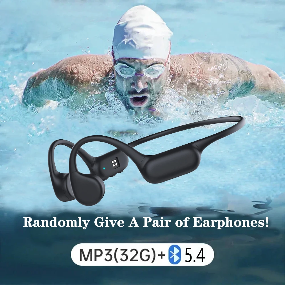 Bone Conduction Earphones Bluetooth 5.4 Wireless Earbuds IPX8 Waterproof for Swimming Sports Support 32G MP3 Player for Xiaomi