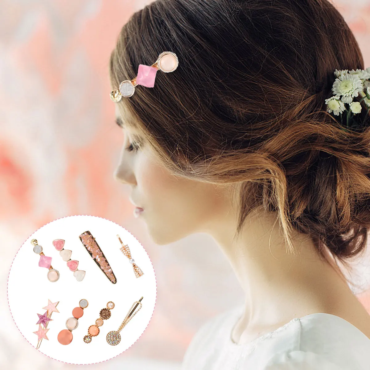 

8pcs Hair Clips Women Fabric Polyester Durable Elegant Design Long Term Use Perfect Gift Wedding Hairpin Hair Piece Decorative