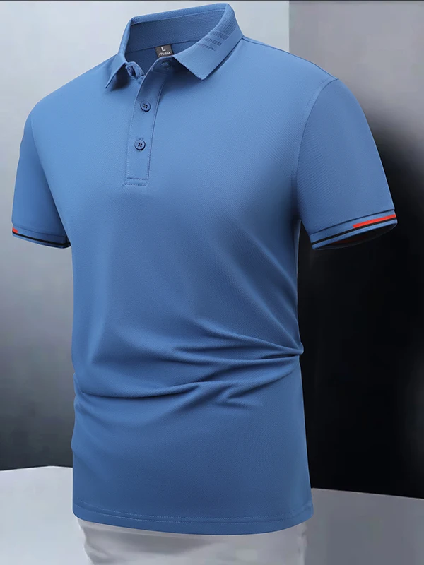 

irt ort Sve Men Summer Trendy Brand Turn-down Collar T-irt f Sve Faionable Busin Casual Top Cotton P...