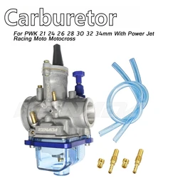 KENADA RACING Flat Curtain Carburetor For PWK 24 26 28 30 32 34mm With Power Jet Racing Moto Motocross 2T 4T ATV Dirt Bike