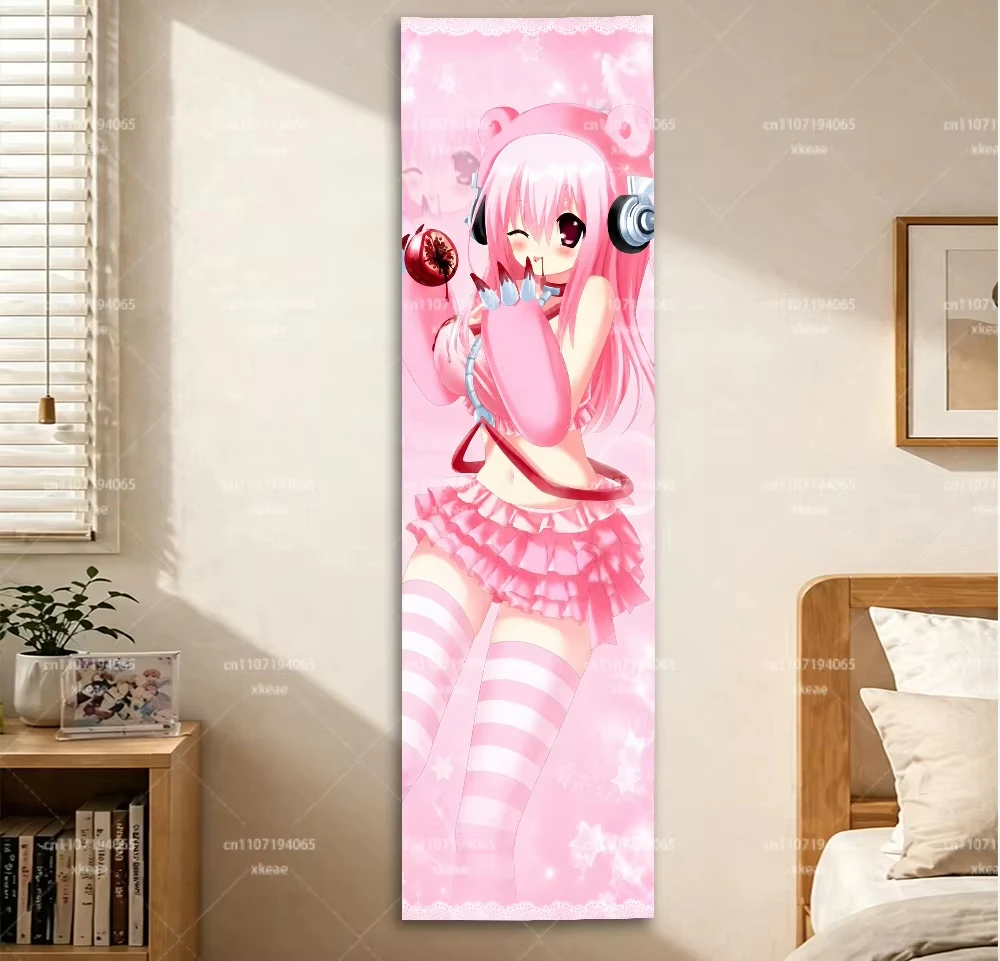 Super Sonico Tapestry Gloomy Bear Cosplay Outfit Pink Star Background Otaku Wall Decor