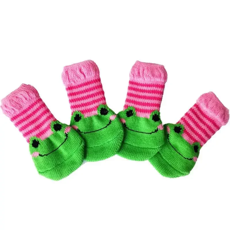 4pcs Pet Dog Puppy Cat Shoes Slippers Non-Slip Socks Pet Cute Indoor for Small Dogs Cats Snow Boots Socks Socks For Small Dog