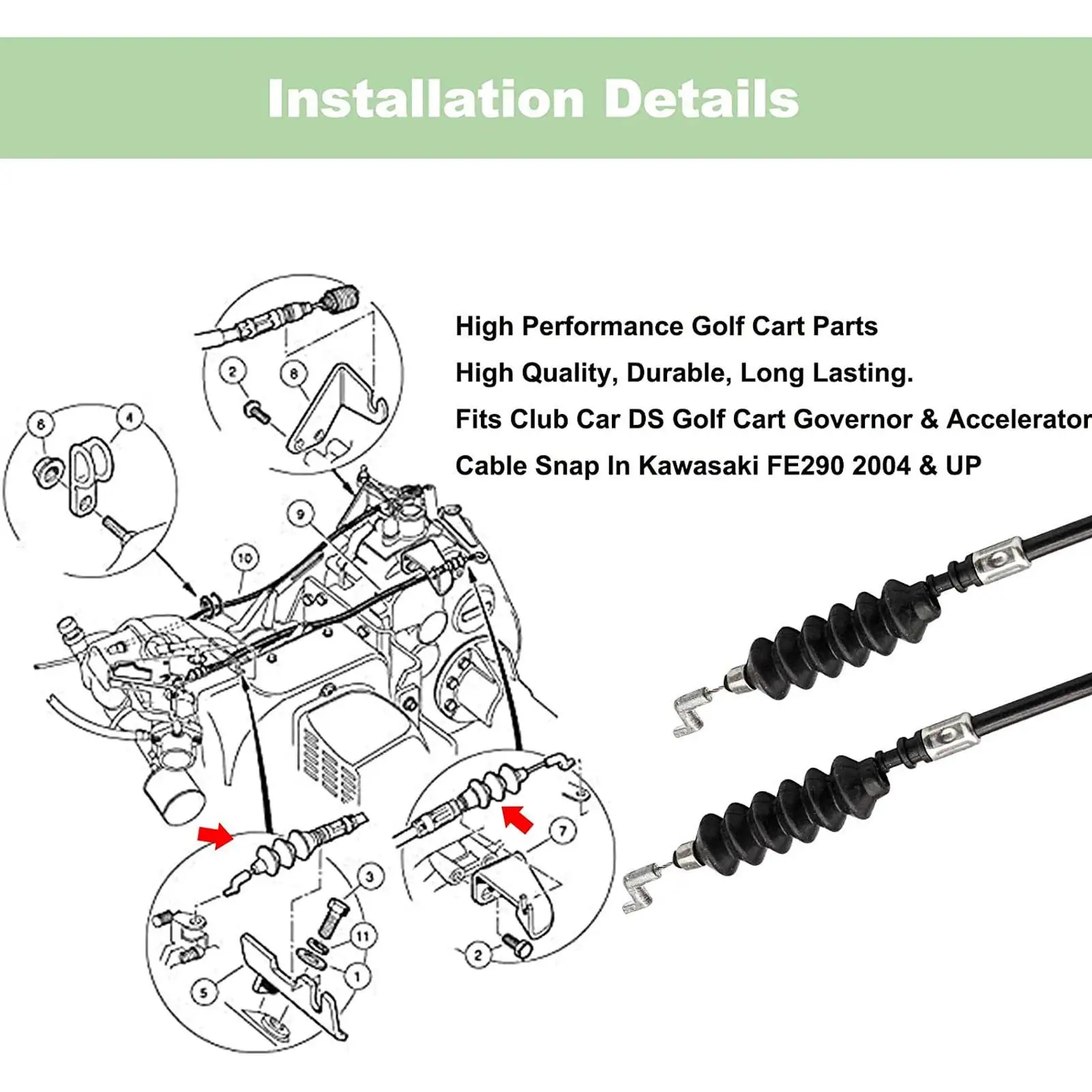 102336001 Impact Proof Wear Resistant High Strength Anti Aging Practical Accelerator Throttle Governor Cable for cart