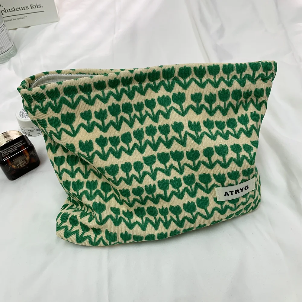 1 Stück florale Kosmetiktasche – Reise-Make-up-Organizer mit großem Fassungsvermögen und exotischem Blatt-Design – faltbares Geburtstags-Festival-Geschenk – Detail 8