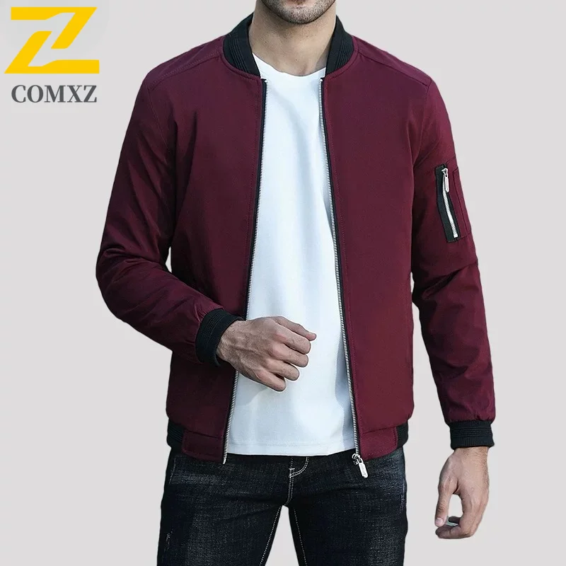 

2025 Мужская куртка, осенняя бейсбольная форма с длинным рукавом, ветрозащитная тонкая куртка для езды на велосипеде, однотонная повседневная куртка на молнии, спортивное пальто на открытом воздухе
