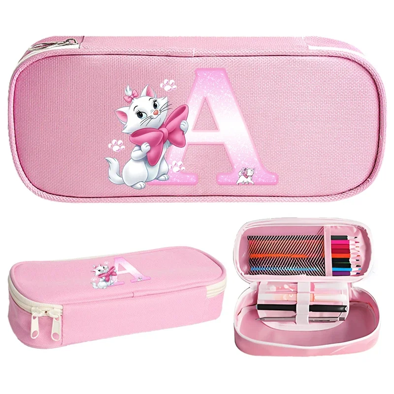 The Aristocats Marie Cat Pencil Box Letter A B C Student School Supplies Stationery Kids Penbag Pencilcase Kawaii Girl Gift