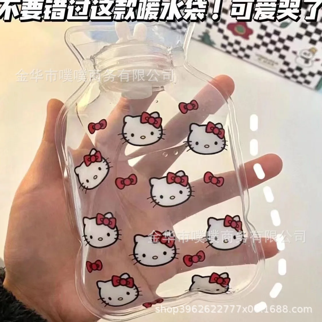 Sanrio-calentador de manos portátil para niñas, bolsa de agua caliente llena de agua, accesorios de Hello Kittys, Anime Kawaii, regalo