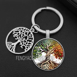 Tree of Life Statement Keychain Art Photo Leaf Glass Pendant Keychain DIY Gift Jewelry Charm Bag Souvenir