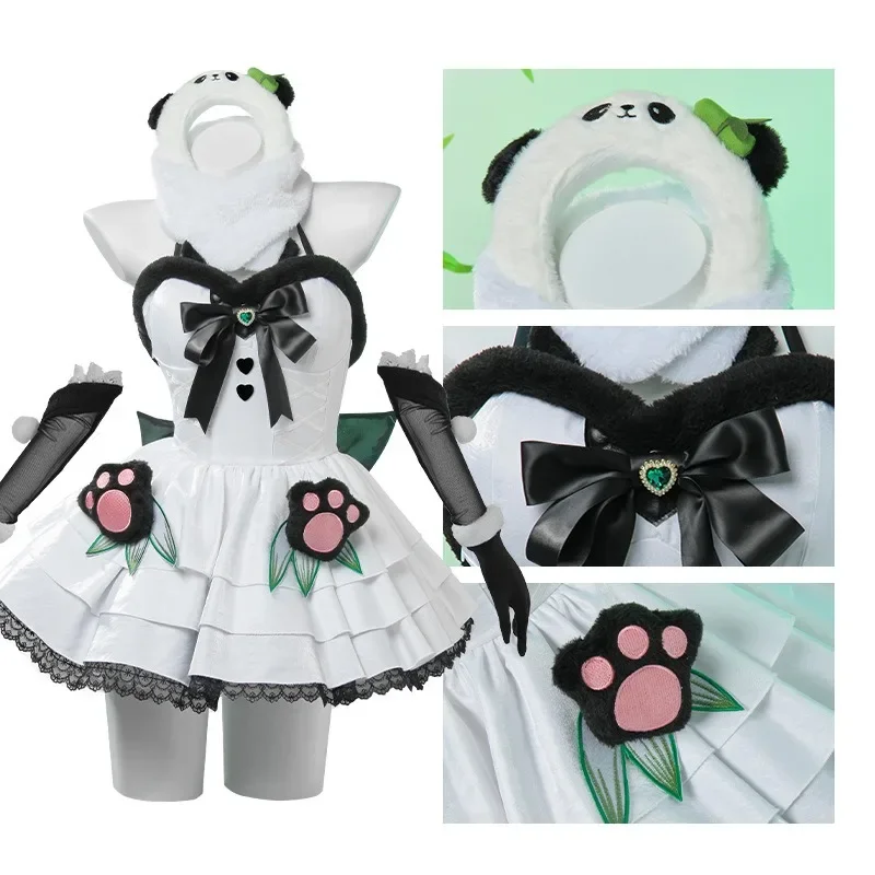 Cute White Clothes for Women Role Play Outfit Halloween Party Feria Shen Cosplay Game Naraka: Bladepoint Costume Panda Dress