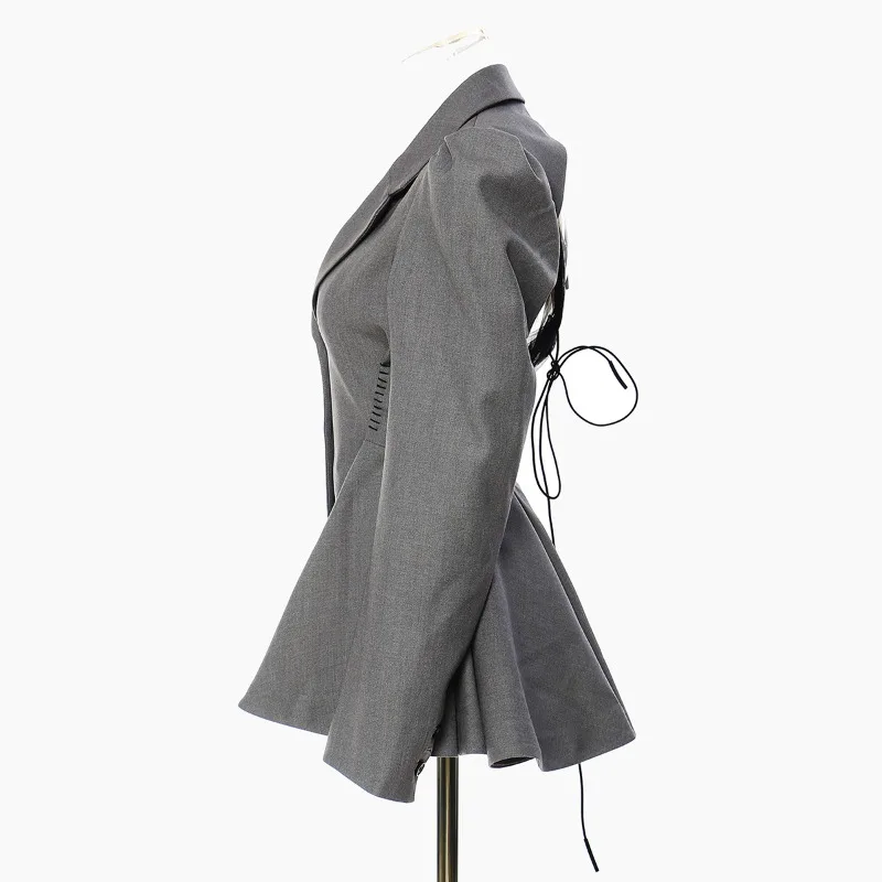 26 New, backless lotus leaf hem suit, waist and thin jacket, suit top, women