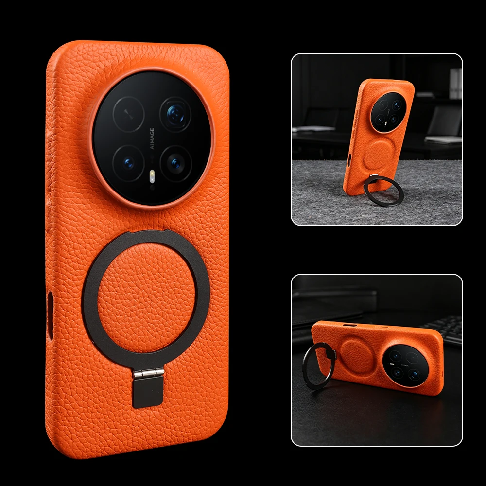 Magnetic Bracket Genuine Leather Case For Honor Magic 8 Pro Air Magic8 Lite Magic 5 6 7 9 Pro Max X9d X70 X9C Phone Case Cover