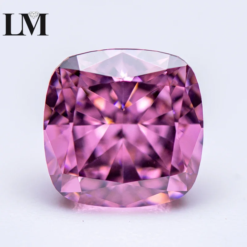 

High Carbon Diamond Cubic Zirconia Cushion Shape 5A Grade Dark Pink Color 4k Crushed Ice Cut Loose CZ Stone Charms Women Jewelry